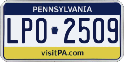 PA license plate LPO2509