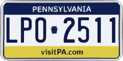 PA license plate LPO2511