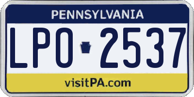PA license plate LPO2537