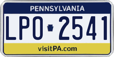 PA license plate LPO2541