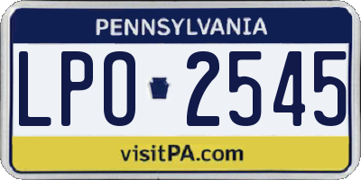 PA license plate LPO2545