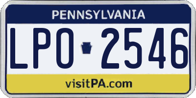PA license plate LPO2546