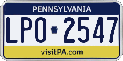 PA license plate LPO2547