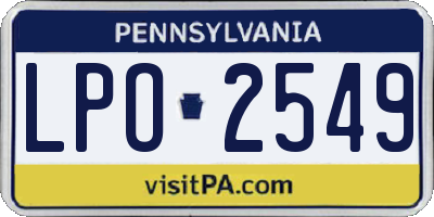 PA license plate LPO2549