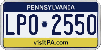 PA license plate LPO2550