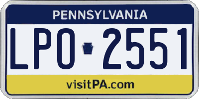 PA license plate LPO2551