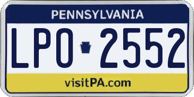 PA license plate LPO2552