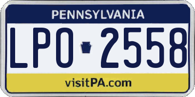 PA license plate LPO2558