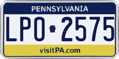 PA license plate LPO2575