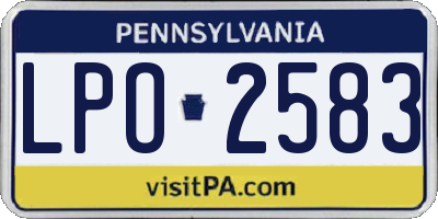 PA license plate LPO2583