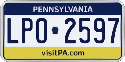 PA license plate LPO2597