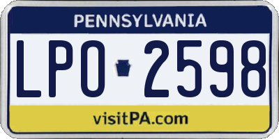 PA license plate LPO2598