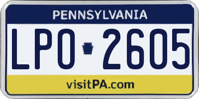 PA license plate LPO2605