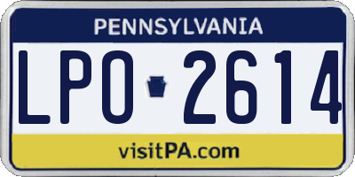PA license plate LPO2614
