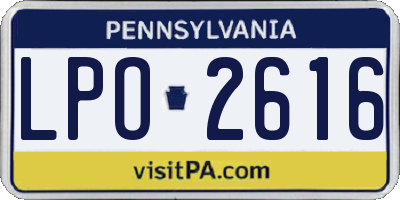 PA license plate LPO2616