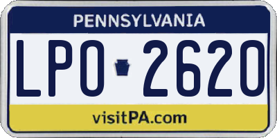 PA license plate LPO2620