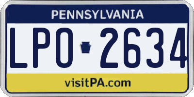PA license plate LPO2634