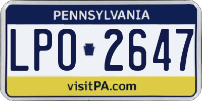 PA license plate LPO2647