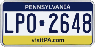 PA license plate LPO2648