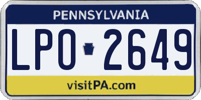 PA license plate LPO2649