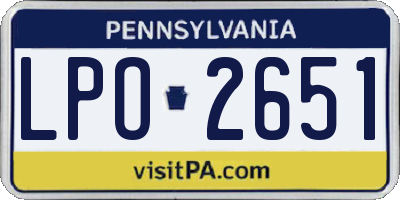 PA license plate LPO2651