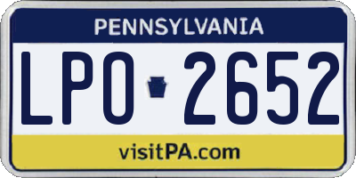 PA license plate LPO2652