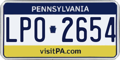 PA license plate LPO2654
