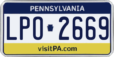 PA license plate LPO2669