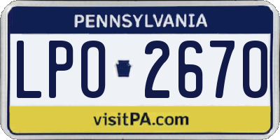 PA license plate LPO2670