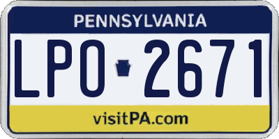 PA license plate LPO2671