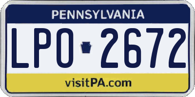 PA license plate LPO2672
