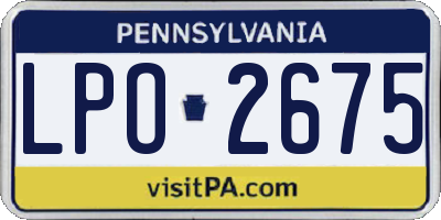 PA license plate LPO2675