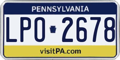 PA license plate LPO2678