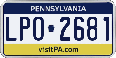 PA license plate LPO2681