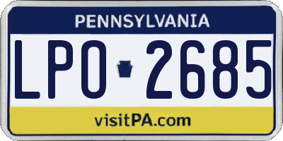 PA license plate LPO2685