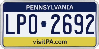 PA license plate LPO2692