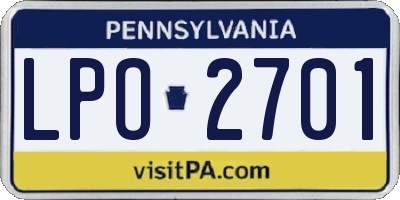 PA license plate LPO2701