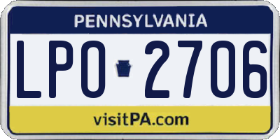 PA license plate LPO2706
