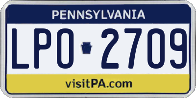 PA license plate LPO2709
