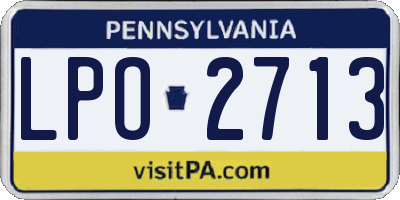 PA license plate LPO2713