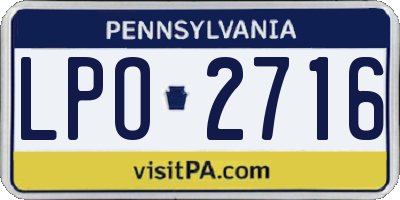 PA license plate LPO2716