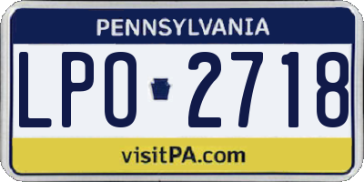 PA license plate LPO2718