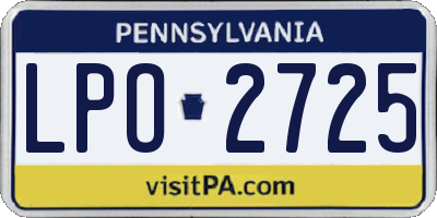 PA license plate LPO2725