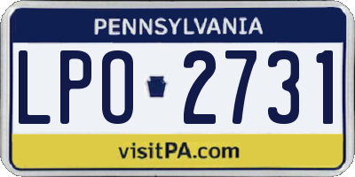 PA license plate LPO2731