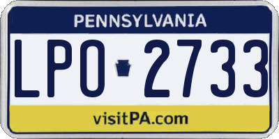 PA license plate LPO2733
