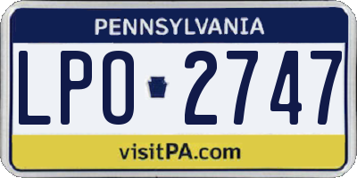 PA license plate LPO2747