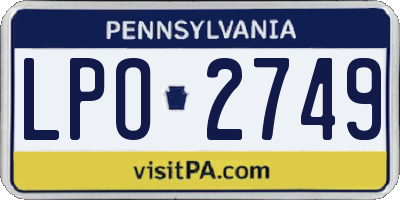 PA license plate LPO2749