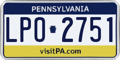 PA license plate LPO2751