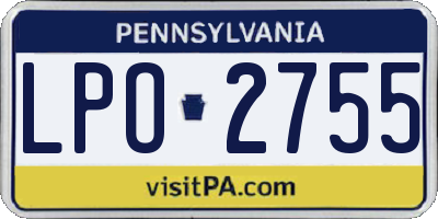PA license plate LPO2755