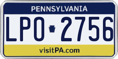 PA license plate LPO2756